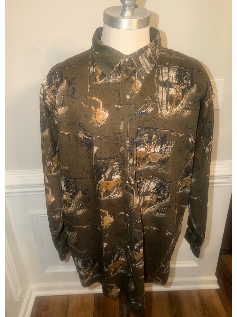 RedHead Olive 2XL Green Printed Shirt with Brown and Black Accents(127)